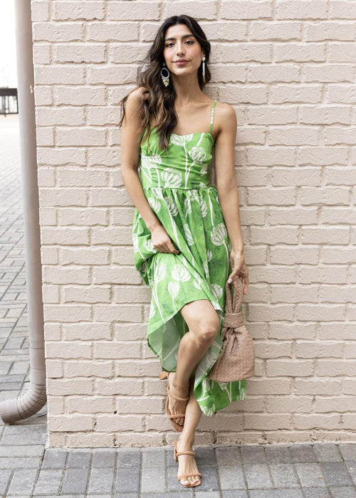 Jade Floral Print A-Line Dress-theadoptedson