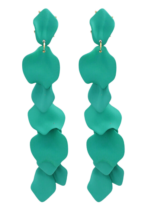 Lotus Petal Fringe Earrings-Turquoise-theadoptedson