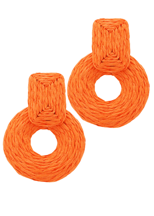 Manzillo Rattan Earrings-Orange-theadoptedson
