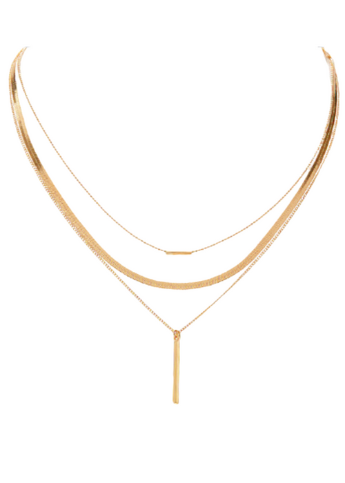 Shadi Layered Metal Bar Necklace-theadoptedson